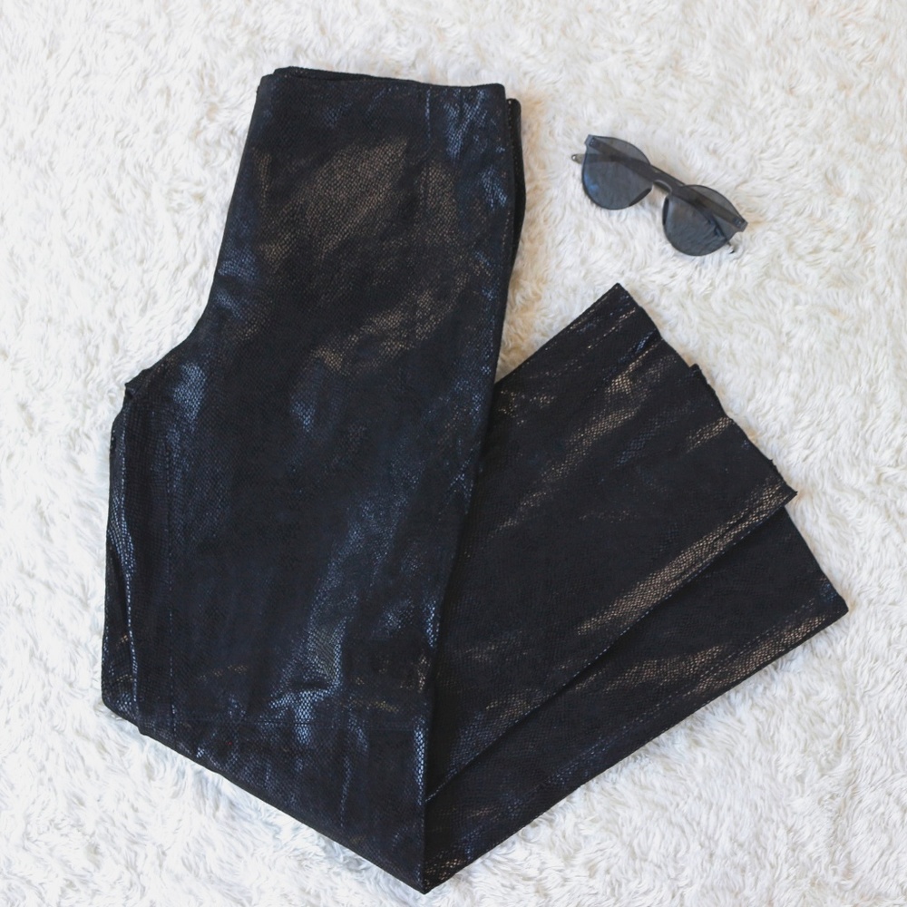 LAUNDRY Black Snake 100% Suede Leather Pants 10
